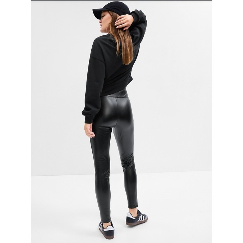 New Gap Faux Leather Pants Leggings XL Black High Rise Chic